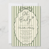 Invitation Whimsical Gender Neutral Sage Green Baby Shower (Devant)