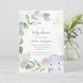 Invitation Whimsical Genre Neutre Baby shower éléphant (Debout devant)