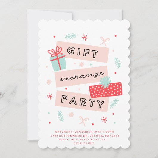Invitation Whimsical Gift Exchange Party (Devant)