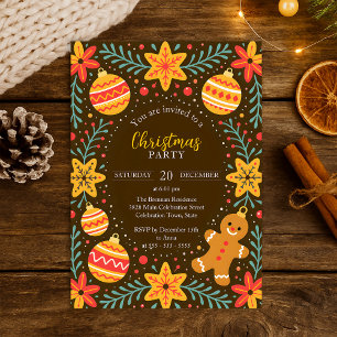 Invitation Whimsical Gingerbread Homme et ornements Noël