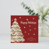 Invitation Whimsical Gingerbread Tree Holiday Greeting Card (Debout devant)