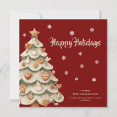 Invitation Whimsical Gingerbread Tree Holiday Greeting Card (Devant)