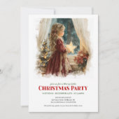 Invitation Whimsical girl awaits Santa editable holiday (Devant)