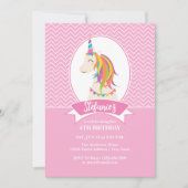 Invitation Whimsical Girly rose arc-en-ciel Unicorn fille Ann (Devant)