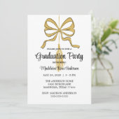 Invitation Whimsical Gold Black Doodle Graduation Tassel (Debout devant)