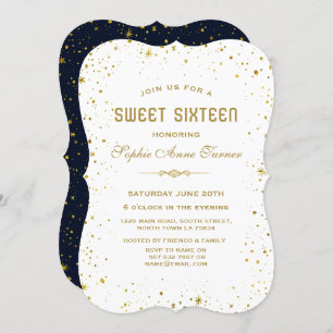 Invitation Whimsical Gold Starry Night Sweet 16