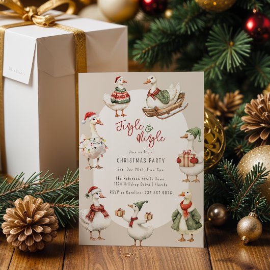 Invitation Whimsical Goose Christmas Party