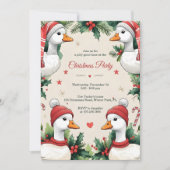 Invitation Whimsical Goose Cozy Winter Christmas Party (Devant)