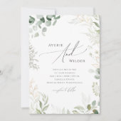 Invitation Whimsical Green et Gold Photo Mariage Décontracté (Devant)