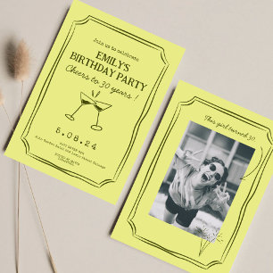 Invitation Whimsical Green Funky Cheers Bières 30 e anniversa