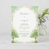 Invitation Whimsical Green Watercolor Tree Arch Wedding (Debout devant)