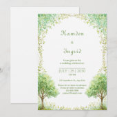 Invitation Whimsical Green Watercolor Tree Arch Wedding (Devant / Derrière)