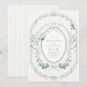 Invitation Whimsical Greenery Frame Vintage Baby Shower (Devant / Derrière)