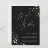 Invitation Whimsical Greenery Gold Black Brunch et Bubbly (Devant)