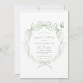 Invitation Whimsical Greenery Vintage Baby Shower (Devant)