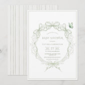 Invitation Whimsical Greenery Vintage Baby Shower (Devant / Derrière)