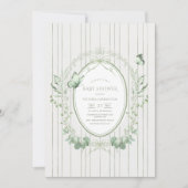 Invitation Whimsical Greenery Vintage Baby Shower (Devant)