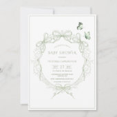 Invitation Whimsical Greenery Vintage Bows Baby Shower (Devant)