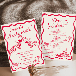 Invitation Whimsical Hand Draktail Bachelorette Party