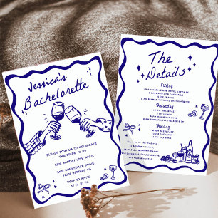 Invitation Whimsical Hand Draktail Bachelorette Party