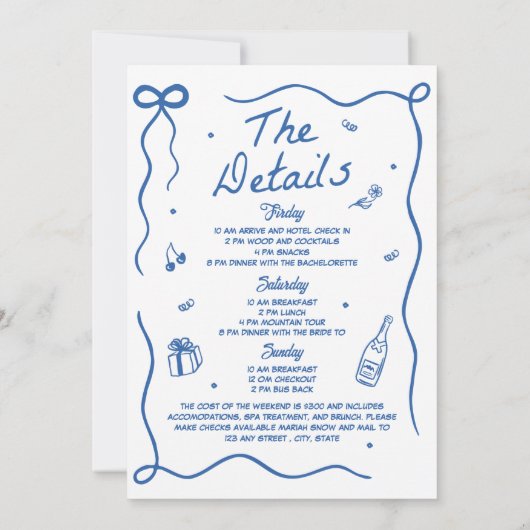 Invitation Whimsical Hand Draktail Bachelorette Party (Dos)