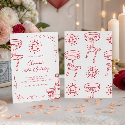 Invitation Whimsical Hand Drawn 30th Birthday Party