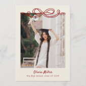 Invitation Whimsical Hand Drawn Bow Photo Graduation Party  (Dos)