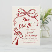 Invitation Whimsical Hand Drawn Bow Photo Graduation Party  (Debout devant)