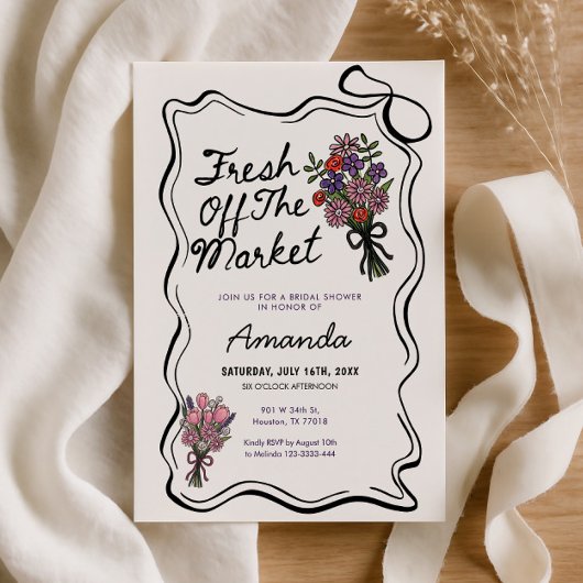 Invitation Whimsical Hand Drawn Bridal Shower 