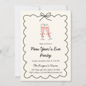 Invitation Whimsical Hand Drawn Champagne New Year Eve Party (Devant)