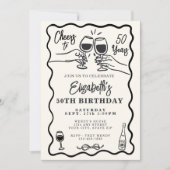 Invitation Whimsical Hand Drawn Cheers to 50 Years Birthday (Devant)