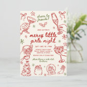 Invitation Whimsical Hand Drawn Christmas Girls Night (Debout devant)