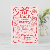 Invitation Whimsical Hand Drawn Christmas Party (Debout devant)