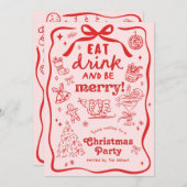 Invitation Whimsical Hand Drawn Christmas Party (Devant / Derrière)