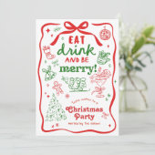 Invitation Whimsical Hand Drawn Christmas Party (Debout devant)