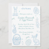 Invitation Whimsical Hand drawn Easter Brunch & Egg Hunt (Devant)