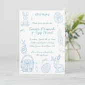Invitation Whimsical Hand drawn Easter Brunch & Egg Hunt (Debout devant)