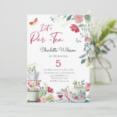 Invitation Whimsical hand-drawn floral Tea Party Birthday (Debout devant)