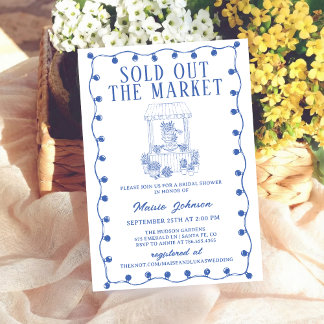 Invitation Whimsical Hand Drawn Flower Market Bridal Shower