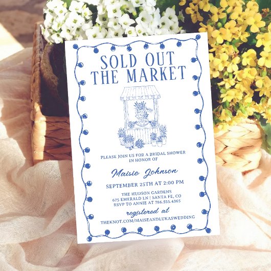 Invitation Whimsical Hand Drawn Flower Market Bridal Shower