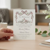 Invitation whimsical hand drawn formal Swans Wedding