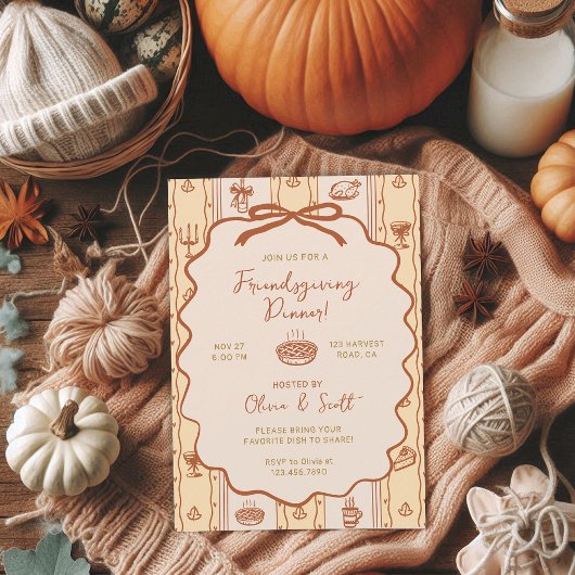 Invitation Whimsical Hand Drawn Friendsgiving Potluck Dinner