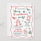 Invitation Whimsical Hand Drawn Friendsmas Christmas Party (Devant)