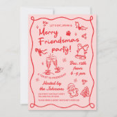 Invitation Whimsical Hand Drawn Friendsmas Christmas Party (Devant)