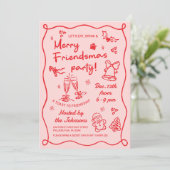 Invitation Whimsical Hand Drawn Friendsmas Christmas Party (Debout devant)