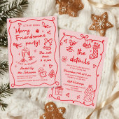 Invitation Whimsical Hand Drawn Friendsmas Christmas Party