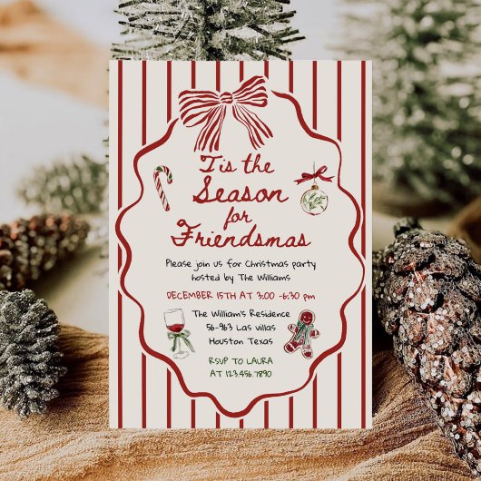 Invitation Whimsical Hand Drawn Friendsmas Christmas Party