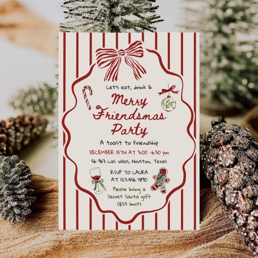 Invitation Whimsical Hand Drawn Friendsmas Christmas Party
