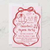 Invitation Whimsical Hand Drawn Galentine's Pajama Party  (Devant)