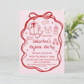 Invitation Whimsical Hand Drawn Galentine's Pajama Party  (Debout devant)